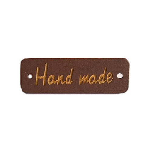 Нашивка деревянная "Hand made" коричневая Нашивка деревянная "Hand made" коричневая