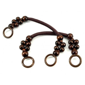 Ручки для сумок с колечками и бусинами коричневые