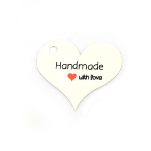 Бирка "HM with love" сердце белая