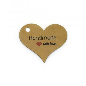 Бирка "HM with love" сердце бурая