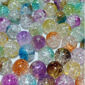 Бусины "Битое стекло" 10 мм (10 шт) микс 