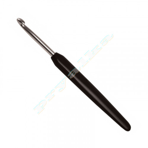 Крючок KnitPro с черной ручкой (серебряный наконечник)