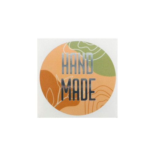 Наклейка "Hand Made" терракотово-фисташковая Наклейка "Hand Made" терракотово-фисташковая
