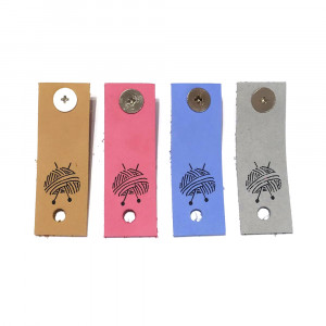 Кожаная бирка с кнопкой "Вяз.сердце" 