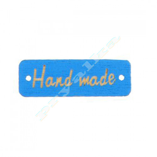 Нашивка деревянная "Hand made" синяя