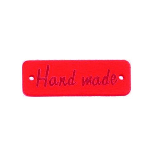 Нашивка деревянная "Hand made" красная Нашивка деревянная "Hand made" красная