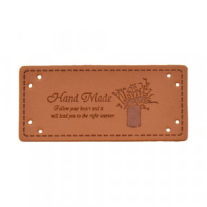 Нашивка "Hand made" 25*55 Ваза с цветами