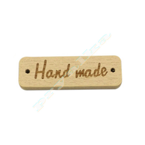 Нашивка деревянная "Hand made" натуральная