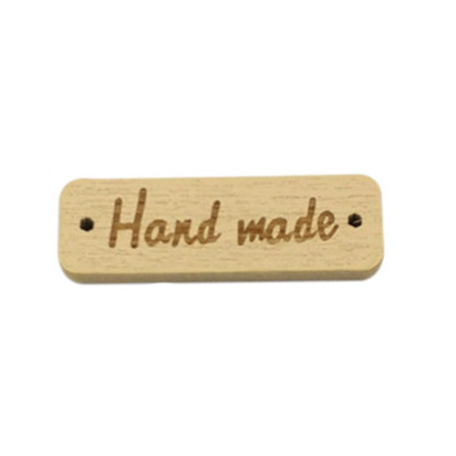 Нашивка деревянная "Hand made" натуральная