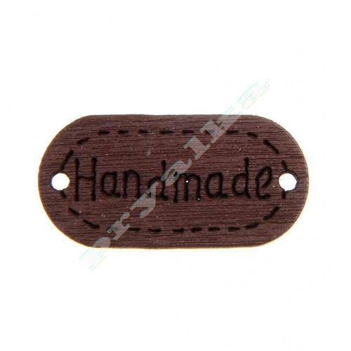 Нашивка деревянная "HM" коричневая овал