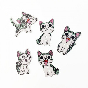 Пуговицы деревянные "Котики" 0107