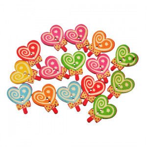 Пуговицы деревянные "Леденец-сердечко" 0104