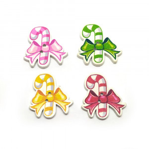 Пуговица деревянная "Рождественский леденец"