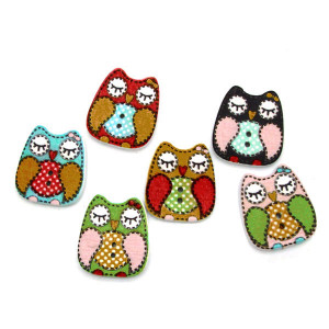 Пуговицы деревянные "Сова-сплюшка" 0111