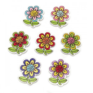 Пуговицы деревянные "Цветок на ножке" 0118