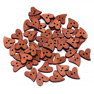 Пуговица деревянная "Сердце асимметричное" коричневое